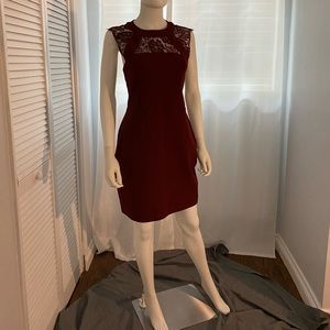Express Dark Red Bodycon Dress w/lace details
